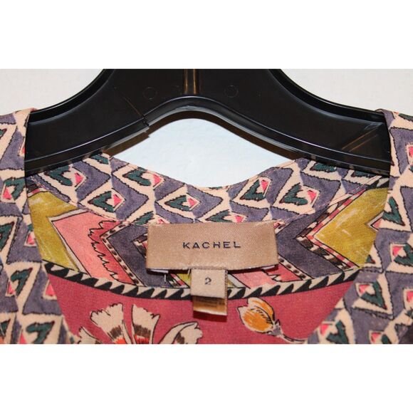 Anthropologie Kachel silk button front boho maxi dress size 2 - Picture 10 of 10